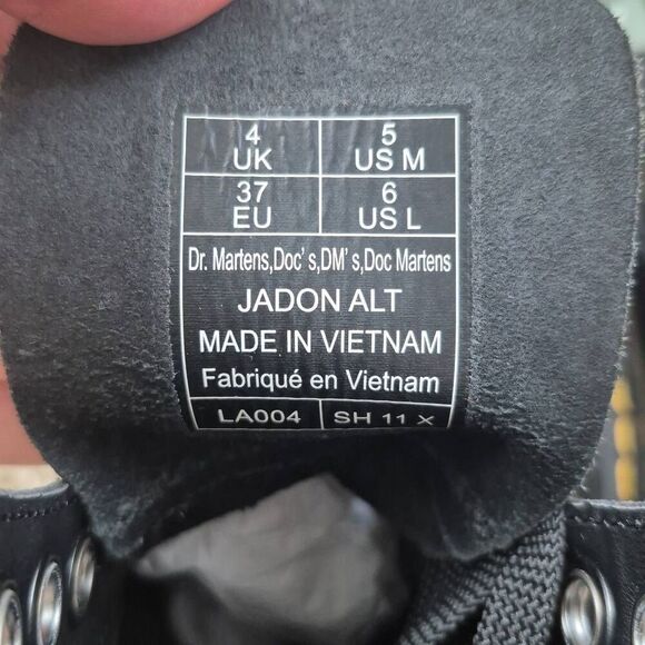 Dr Martens Jadon Alt Black Leather Platform Combat Boots Size 6 - Picture 6 of 7